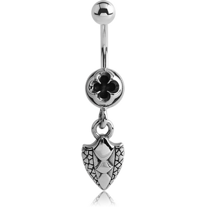SURGICAL STEEL KOOL KATANA NAVEL BANANA WITH DANGLING SHIELD