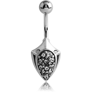 SURGICAL STEEL KOOL KATANA JEWELLED NAVEL BANANA - SHIELD