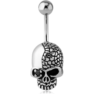 SURGICAL STEEL KOOL KATANA JEWELLED NAVEL BANANA - SKULL