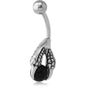 SURGICAL STEEL KOOL KATANA NAVEL BANANA WITH ONYX BALL - CLAWS
