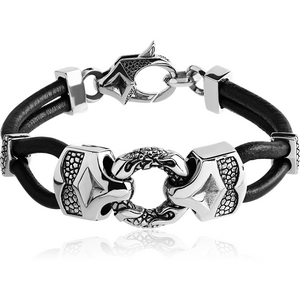 SURGICAL STEEL KOOL KATANA BRACELET WITH LEATHER