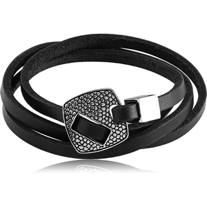 SURGICAL STEEL KOOL KATANA BRACELET WITH LEATHER