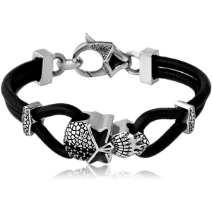 SURGICAL STEEL KOOL KATANA JEWELLED BRACELET - SKULL