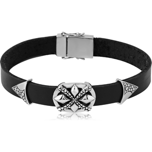 SURGICAL STEEL KOOL KATANA BRACELET WITH LEATHER