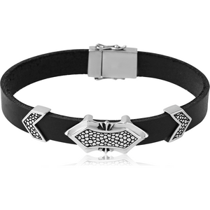 SURGICAL STEEL KOOL KATANA BRACELET WITH LEATHER