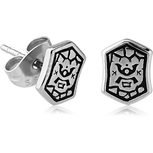 SURGICAL STEEL KOOL KATANA EAR STUDS PAIR - KK SYMBOL