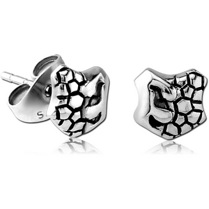 SURGICAL STEEL KOOL KATANA EAR STUDS PAIR - SHIELD