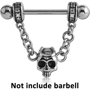 SURGICAL STEEL KOOL KATANA JEWELLED NIPPLE SHIELD - DANGLING SKULL