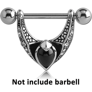 SURGICAL STEEL KOOL KATANA JEWELLED NIPPLE SHIELD WITH GARNET - WINGS