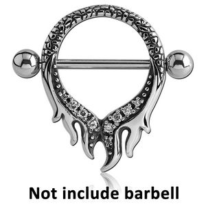 SURGICAL STEEL KOOL KATANA JEWELLED NIPPLE SHIELD - FLAMES