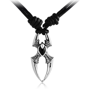 SURGICAL STEEL KOOL KATANA PENDANT WITH LEATHER NECKLACE