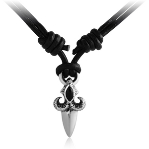 SURGICAL STEEL KOOL KATANA PENDANT WITH ONYX WITH LEATHER NECKLACE