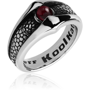 SURGICAL STEEL KOOL KATANA RING WITH GARNET