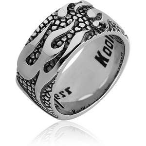 SURGICAL STEEL KOOL KATANA RING - FLAMES