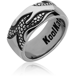 SURGICAL STEEL KOOL KATANA RING - FLAMES