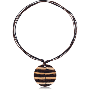 COCONUT SHELL STRIPE RESIN NECKLACE