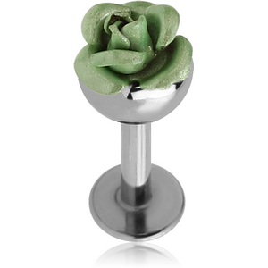 SURGICAL STEEL LABRET WITH GLASS COATED FLOWER BALL