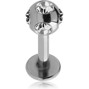 SURGICAL STEEL LABRET WITH MULTI JEWELLED BALL