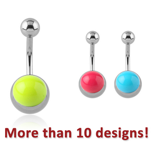 SURGICAL STEEL LARGE ENAMEL NAVEL BANANA