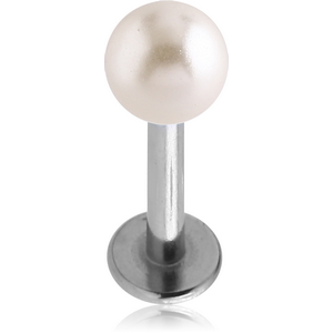 SURGICAL STEEL LABRET WITH SYNTHETIC PEARL