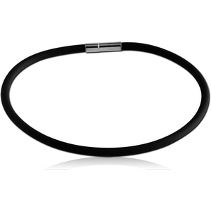 RUBBER BRACELET WITH RHODIUM PLATED BRASS TUBE TYPE PUSH FIT LOCKER