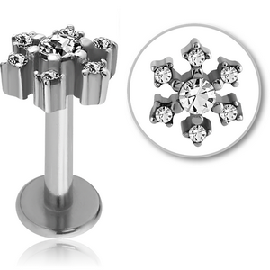 SURGICAL STEEL SWAROVSKI CRYSTAL JEWELLED LABRET - FLOWER