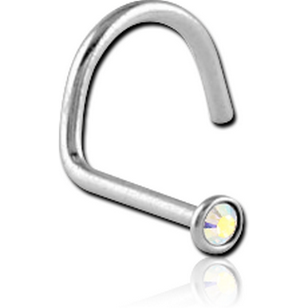 SURGICAL STEEL VALUE JEWELLED LARGE LEFT CURVE NOSE STUD