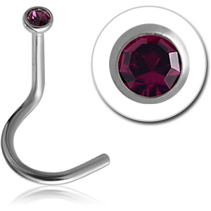 SURGICAL STEEL OPTIMA CRYSTAL JEWELLED LARGE LEFT CURVE NOSE STUD