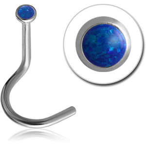 SURGICAL STEEL LARGE LEFT CURVE OPAL JEWELLED NOSE STUD