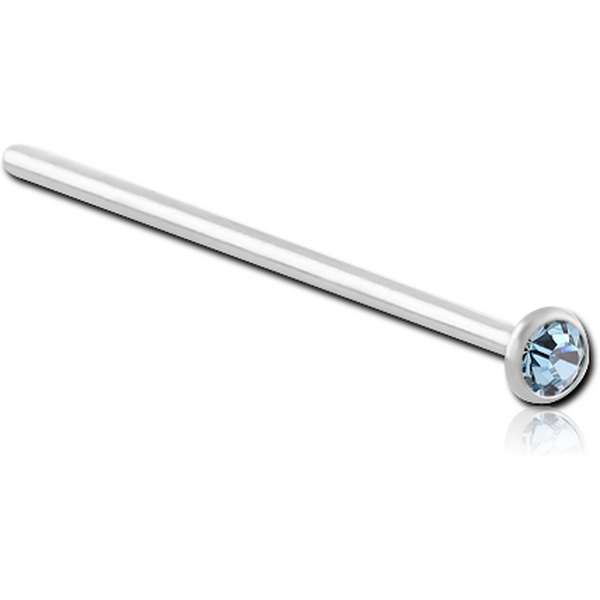 SURGICAL STEEL VALUE JEWELLED LARGE LEFT STRAIGHT NOSE STUD