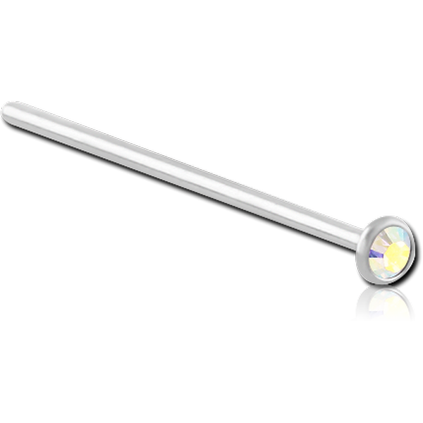 SURGICAL STEEL ANNEALED PREMIUM CRYSTAL JEWELLED STRAIGHT NOSE STUD 19MM