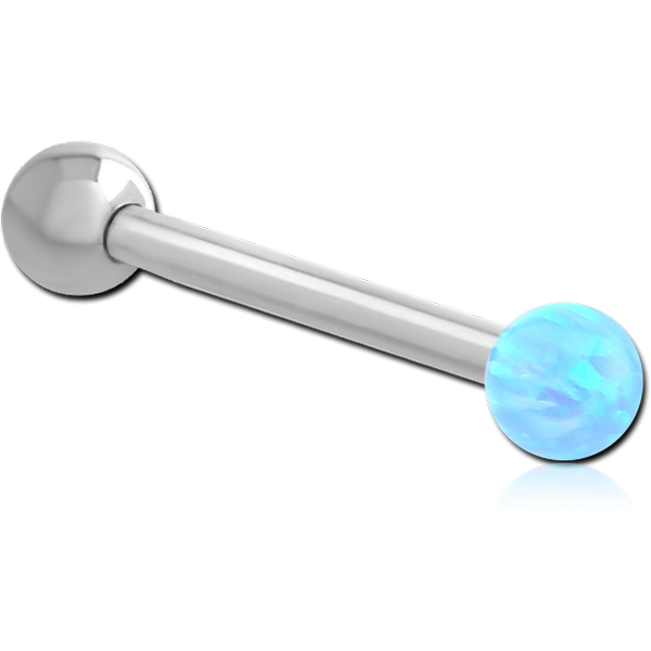 SURGICAL STEEL MICRO BARBELL WITH SYNTHETIC OPAL AND STEEL BALL