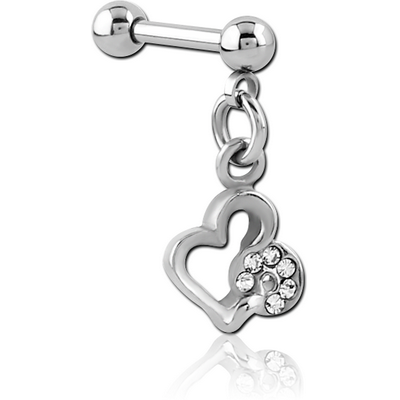 SURGICAL STEEL MICRO BARBELL WITH DANGLING CHARM
