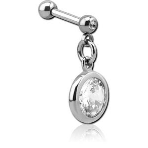 SURGICAL STEEL MICRO BARBELL WITH DANGLING CHARM