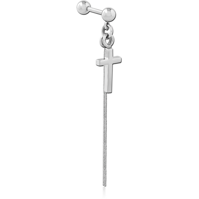 SURGICAL STEEL MICRO BARBELL WITH DANGLING CHARM