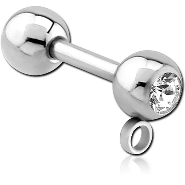 SURGICAL STEEL VALUE CRYSTAL JEWELLED MICRO BARBELL WITH HORIZONTAL HOOP