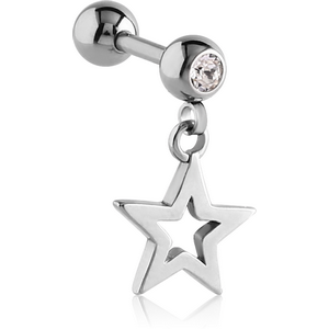 SURGICAL STEEL JEWELLED MICRO BARBELL WITH STAR CHARM