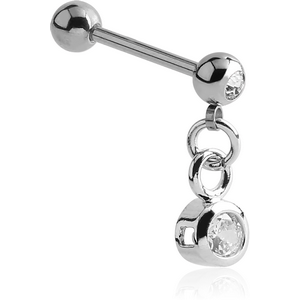 SURGICAL STEEL JEWELLED MICRO BARBELL WITH FLOWER CHARM