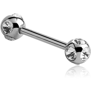 SURGICAL STEEL MICRO BARBELL WITH MULTI JEWELLED BALLS
