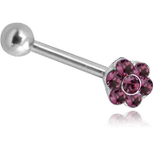 SURGICAL STEEL MICRO BARBELL WITH JEWELLED FLOWER