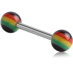 SURGICAL STEEL MICRO BARBELL WITH UV ACRYLIC RASTA BALLS