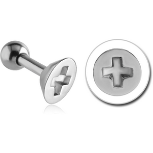 SURGICAL STEEL TRAGUS MICRO BARBELL - NUT HEAD