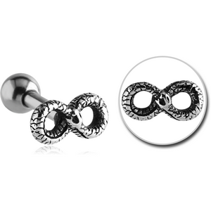 SURGICAL STEEL TRAGUS MICRO BARBELL - INFINITY SNAKE