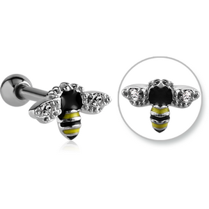 SURGICAL STEEL JEWELLED TRAGUS MICRO BARBELL WITH ENAMEL - BEE