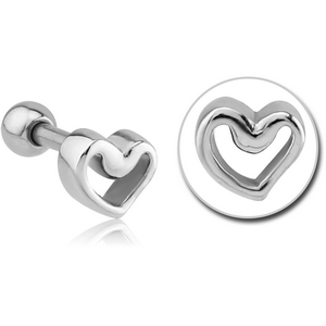 SURGICAL STEEL TRAGUS MICRO BARBELL - HEART