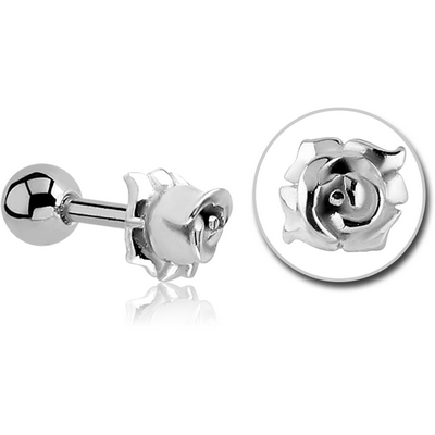 SURGICAL STEEL TRAGUS MICRO BARBELL - FLOWER