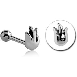 SURGICAL STEEL TRAGUS MICRO BARBELL - FLAMES