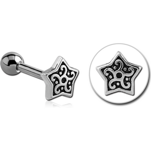 SURGICAL STEEL TRAGUS MICRO BARBELL - STAR