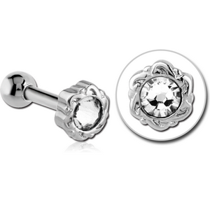 SURGICAL STEEL JEWELLED TRAGUS MICRO BARBELL - FLOWER