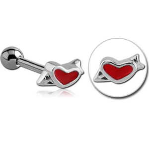 SURGICAL STEEL TRAGUS MICRO BARBELL- HEART